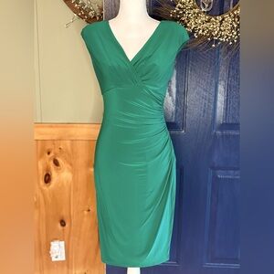 Ralph Lauren Green Stretch Jersey Wrap Dress Size 2